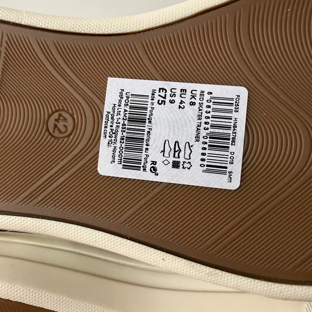 Fat Face Reid Skater Brown Leather Trainer NWOB - Picture 7 of 9